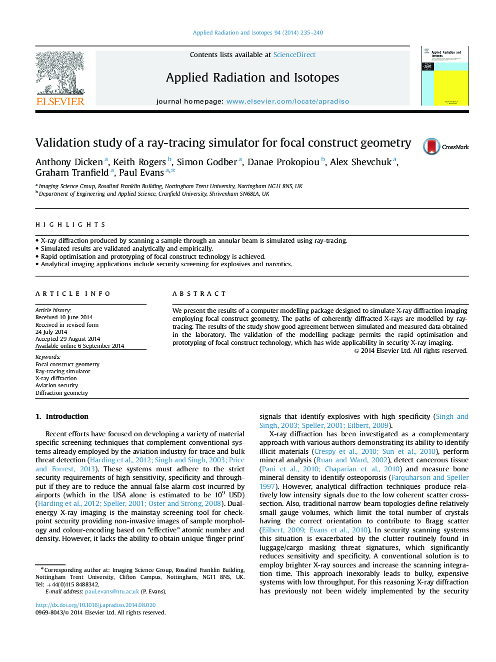 Validation study of a ray-tracing simulator for focal construct geometry