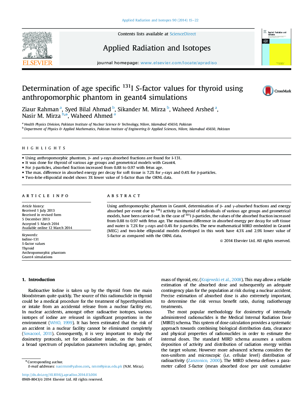 Determination of age specific 131I S-factor values for thyroid using anthropomorphic phantom in geant4 simulations