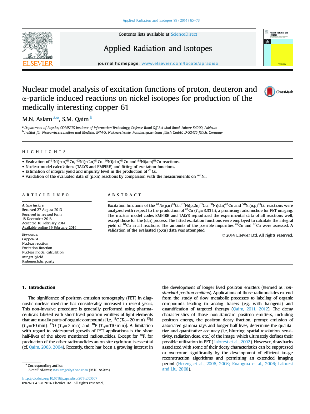 Nuclear model analysis of excitation functions of proton, deuteron and Î±-particle induced reactions on nickel isotopes for production of the medically interesting copper-61