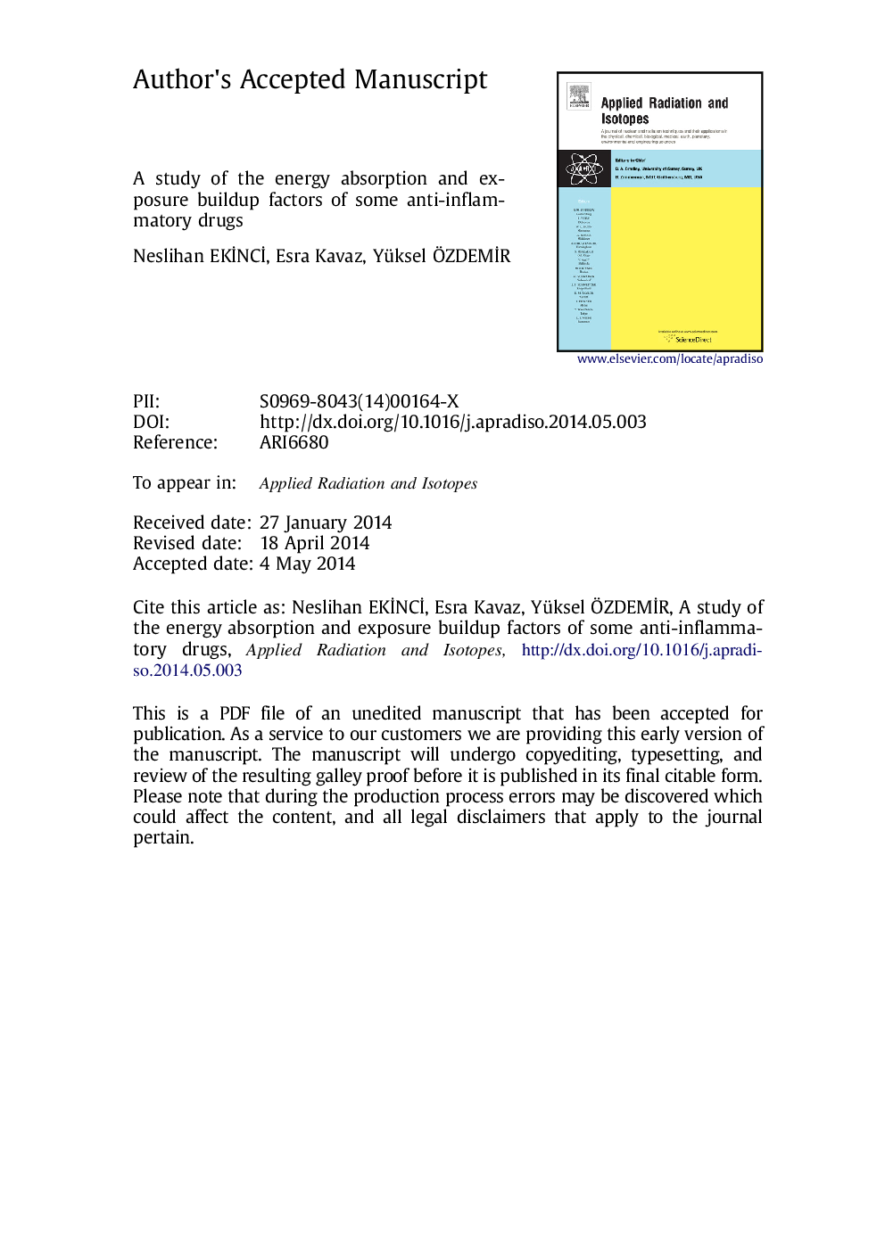 A study of the energy absorption and exposure buildup factors of some anti-inflammatory drugs