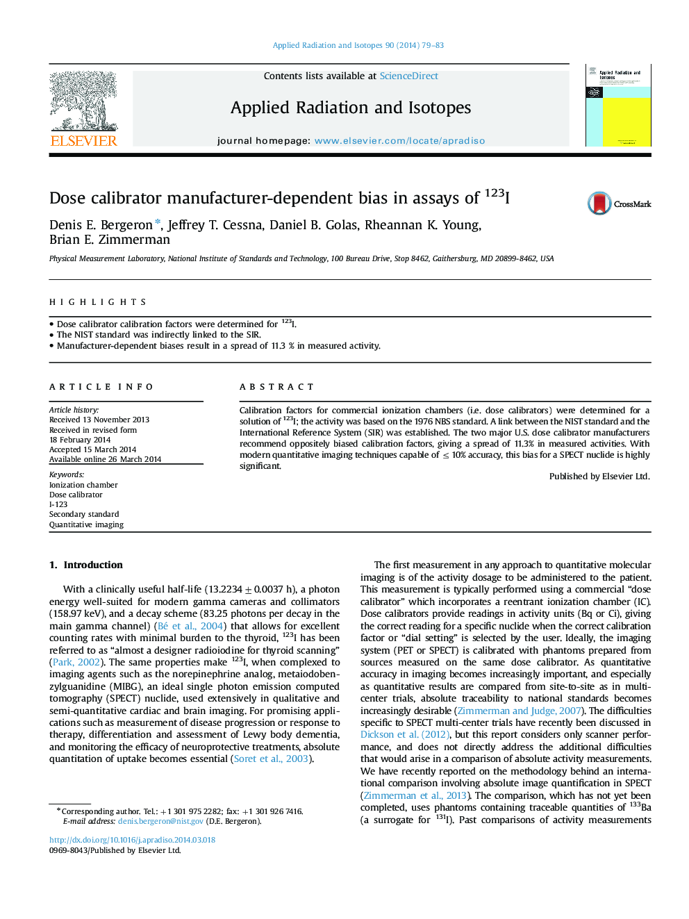 Dose calibrator manufacturer-dependent bias in assays of 123I