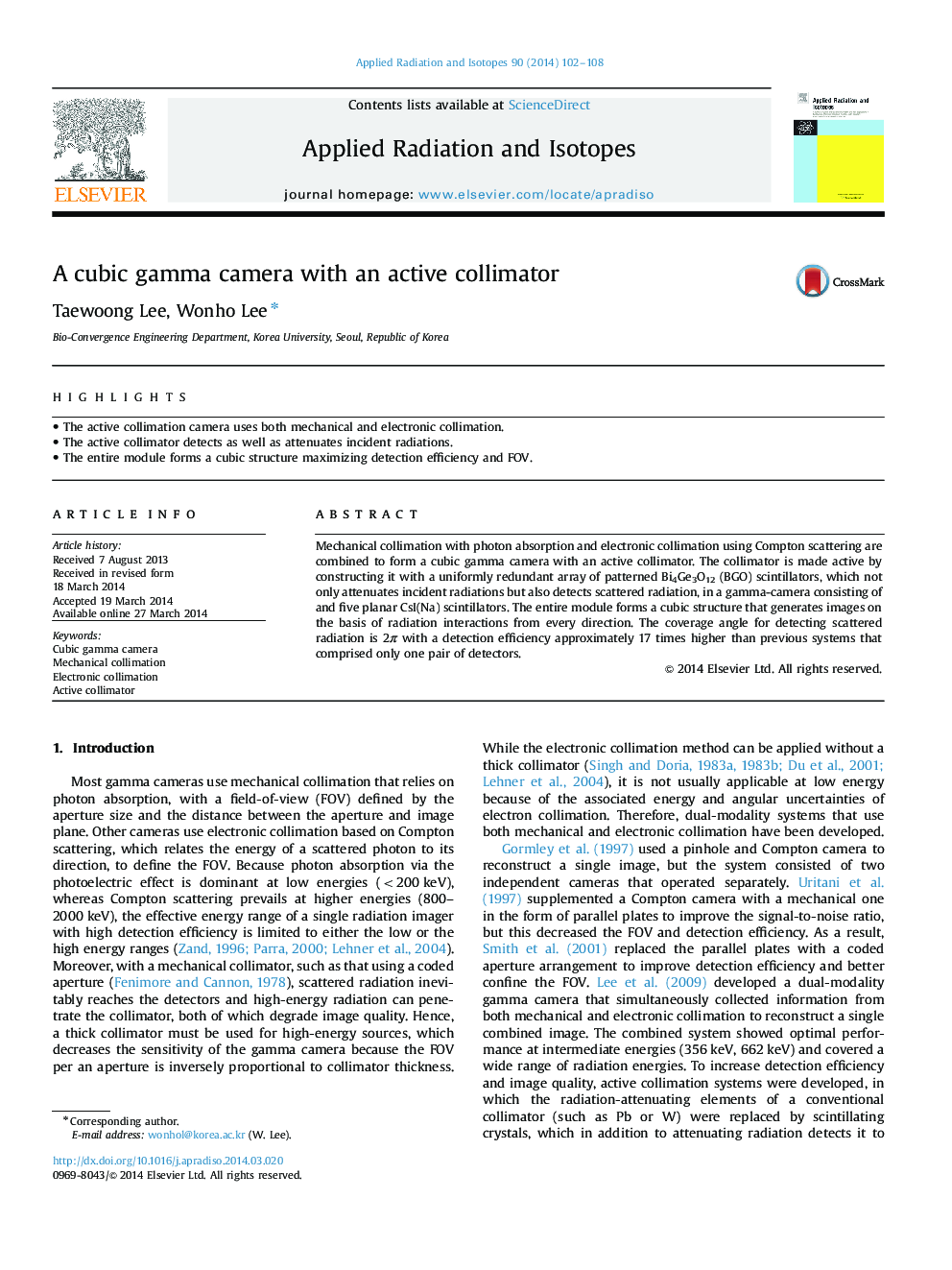 A cubic gamma camera with an active collimator