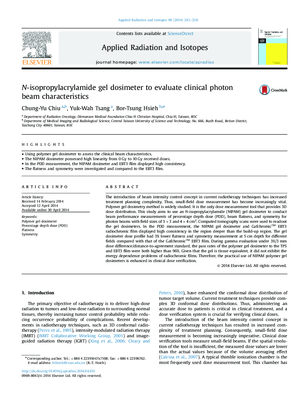 N-isopropylacrylamide gel dosimeter to evaluate clinical photon beam characteristics