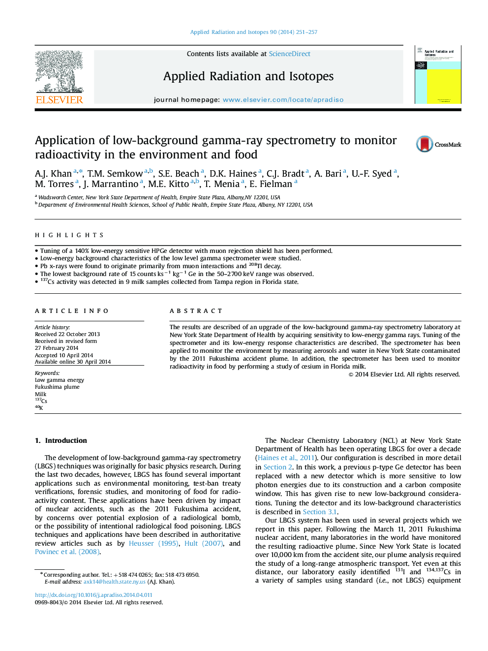 Application of low-background gamma-ray spectrometry to monitor radioactivity in the environment and food