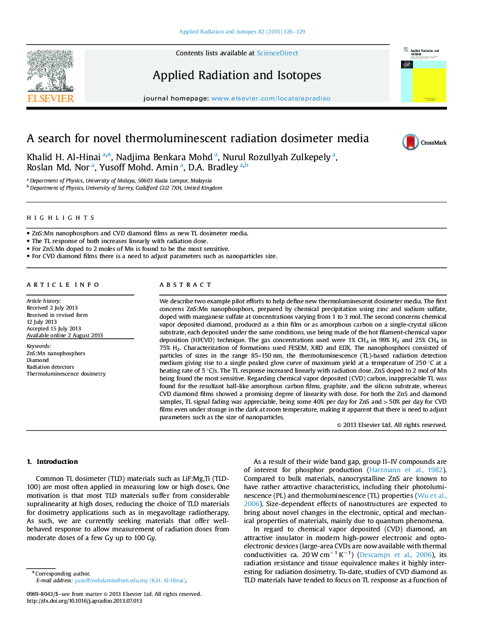 A search for novel thermoluminescent radiation dosimeter media