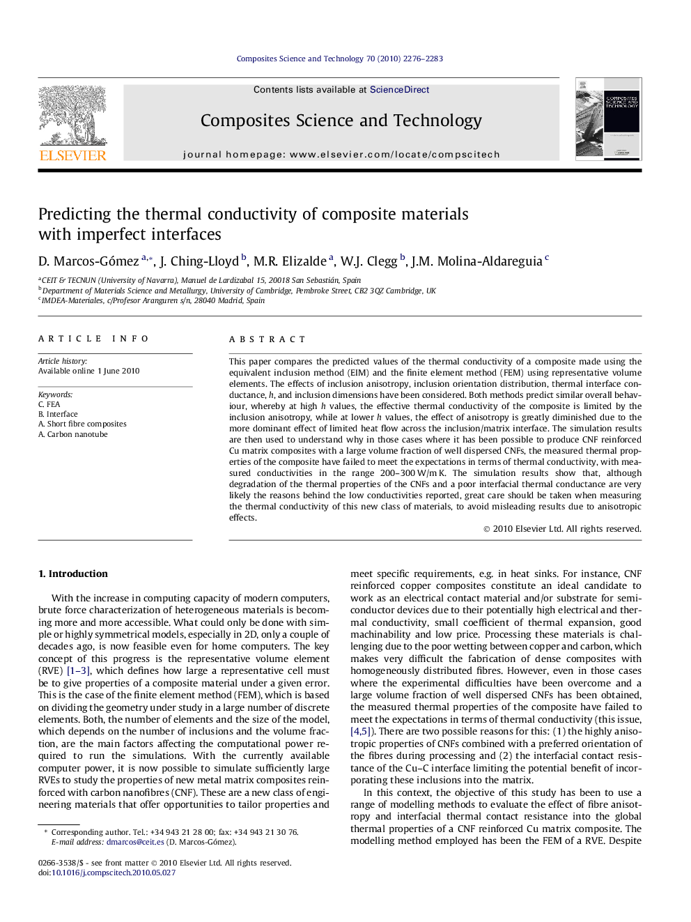 Predicting the thermal conductivity of composite materials with imperfect interfaces