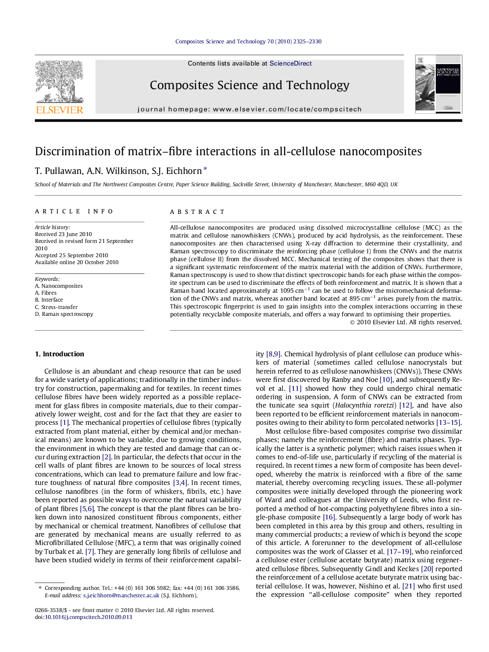 Discrimination of matrix–fibre interactions in all-cellulose nanocomposites