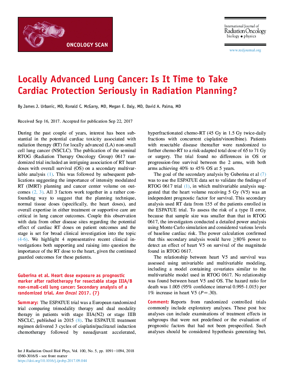 Locally Advanced Lung Cancer: Is It Time to Take Cardiac Protection Seriously in Radiation Planning?