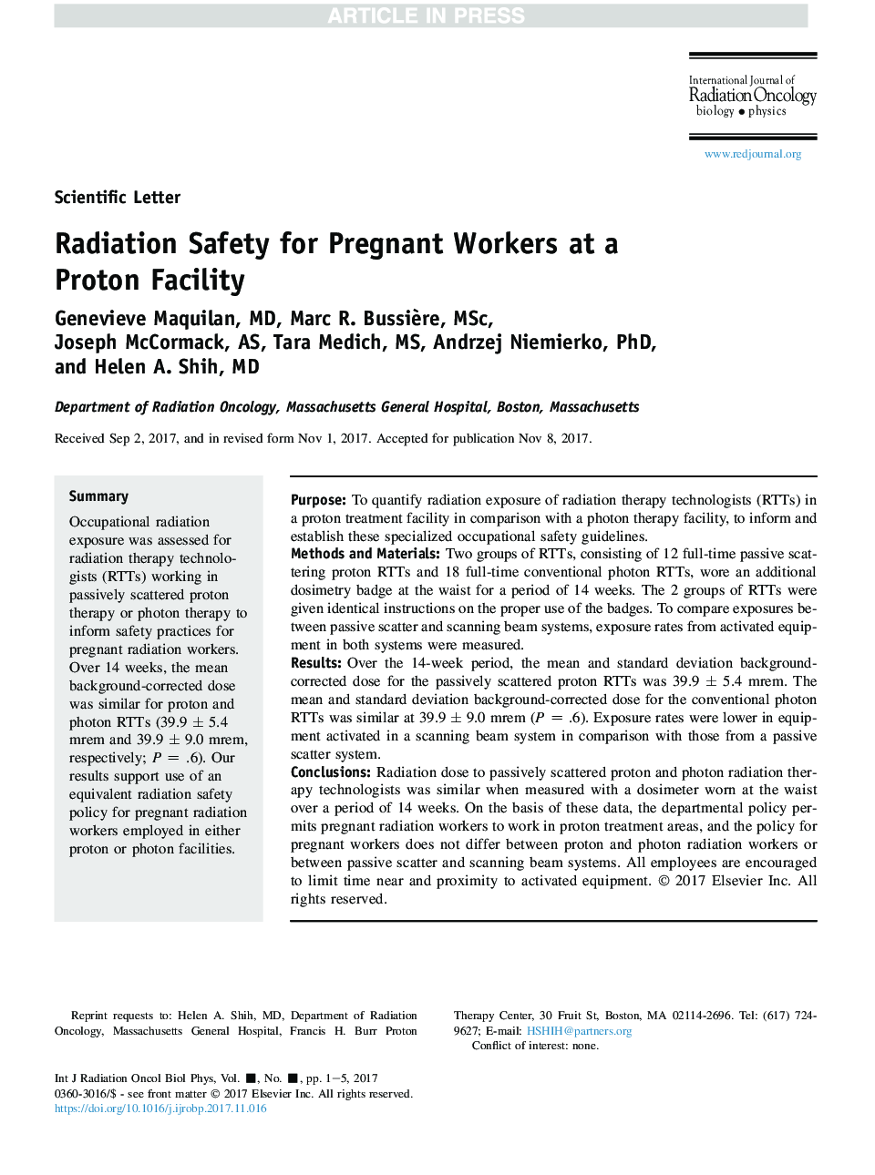 Radiation Safety for Pregnant Workers at a Proton Facility