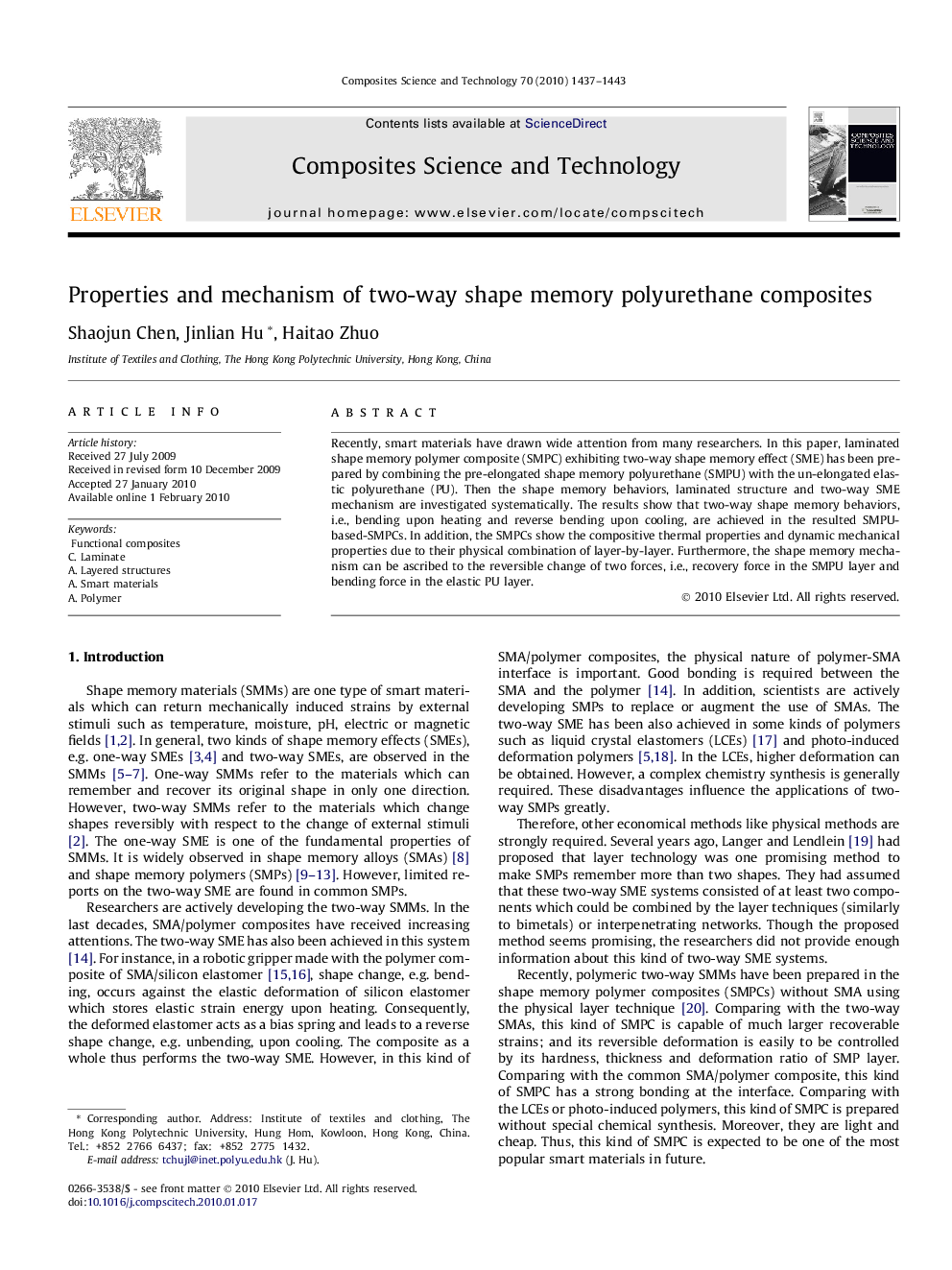 Properties and mechanism of two-way shape memory polyurethane composites