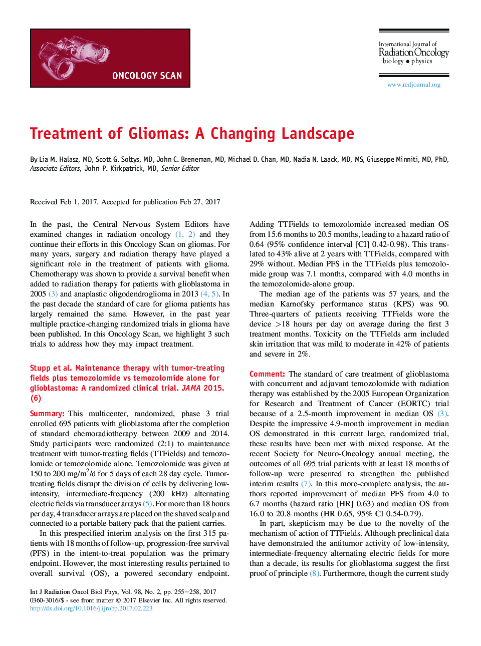 Treatment of Gliomas: A Changing Landscape