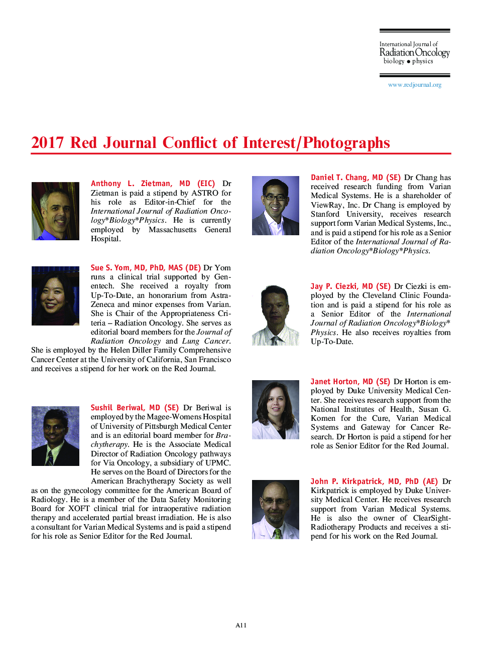 2017 Red Journal Conflict of Interest/Photographs
