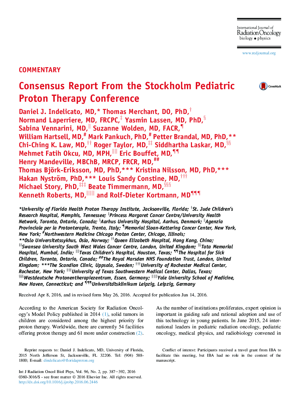 گزارش توافق از کنفرانس درمان استون اطلس پروتون 