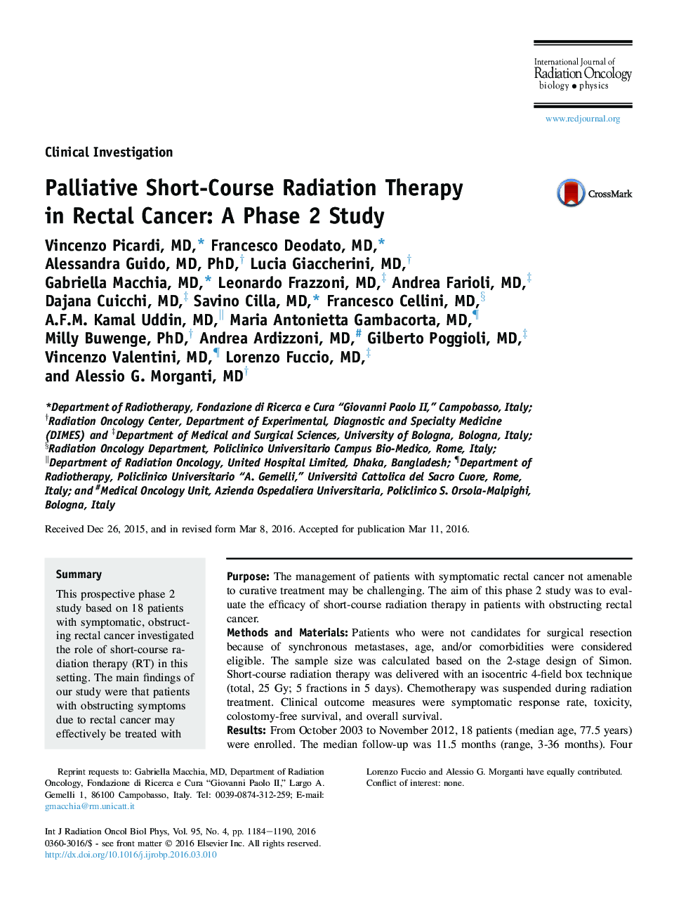 درمان پرتو درمانی کوتاه مدت در سرطان رکتوم: مطالعه فاز 2 