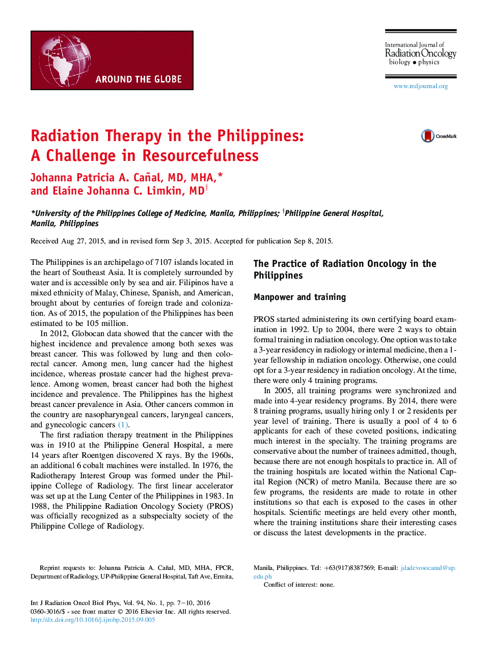 Radiation Therapy in the Philippines: A Challenge in Resourcefulness