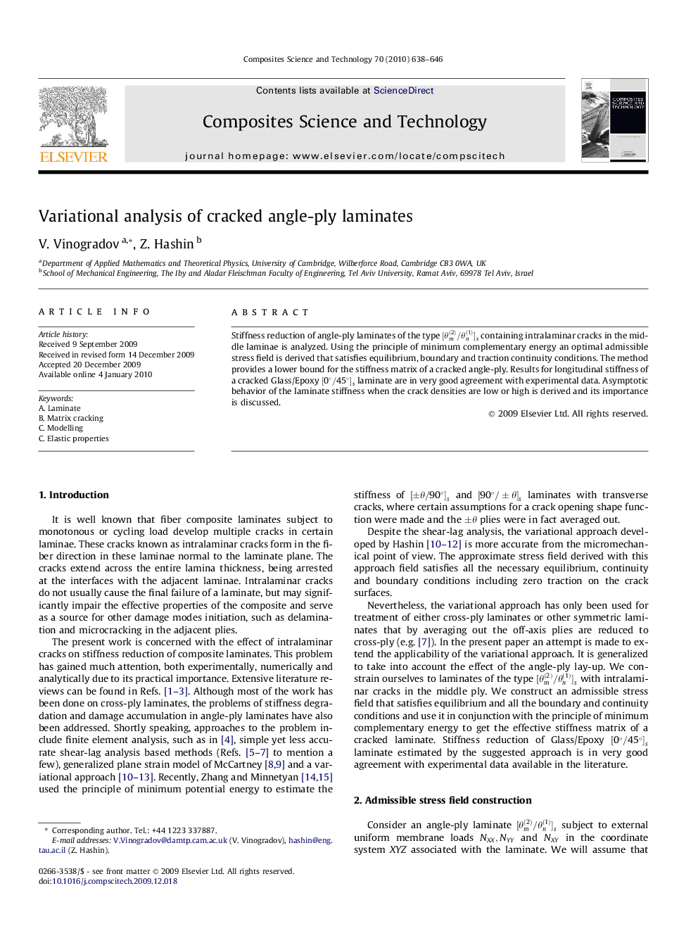 Variational analysis of cracked angle-ply laminates