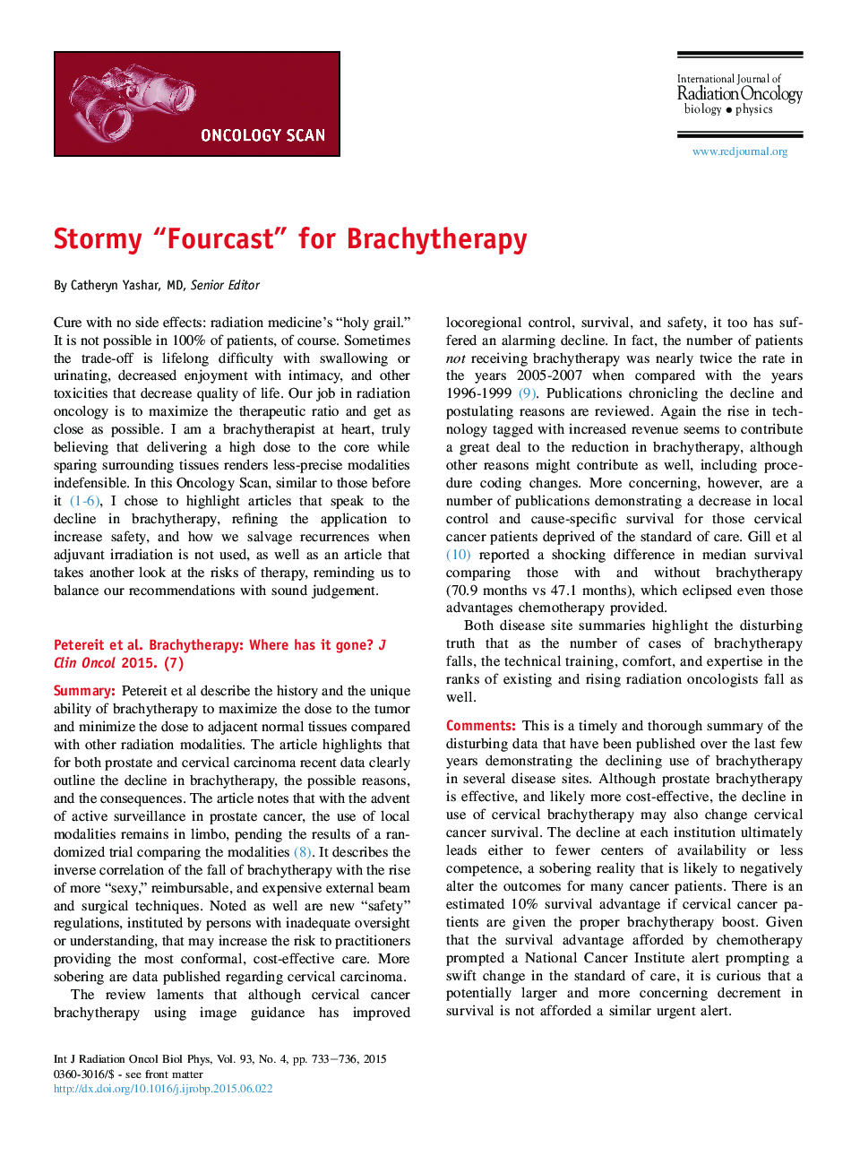 عکس صفحه اول مقاله: Stormy “Fourcast” for Brachytherapy Stormy “Fourcast” for Brachytherapy