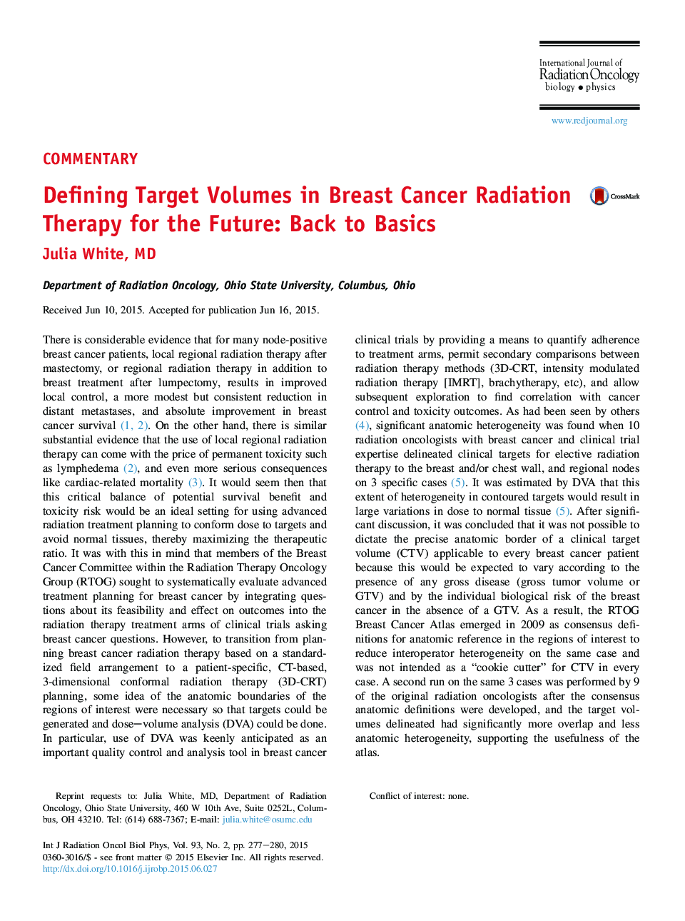تعریف حجم هدف در درمان سرطان پستان برای آینده: بازگشت به مبانی 