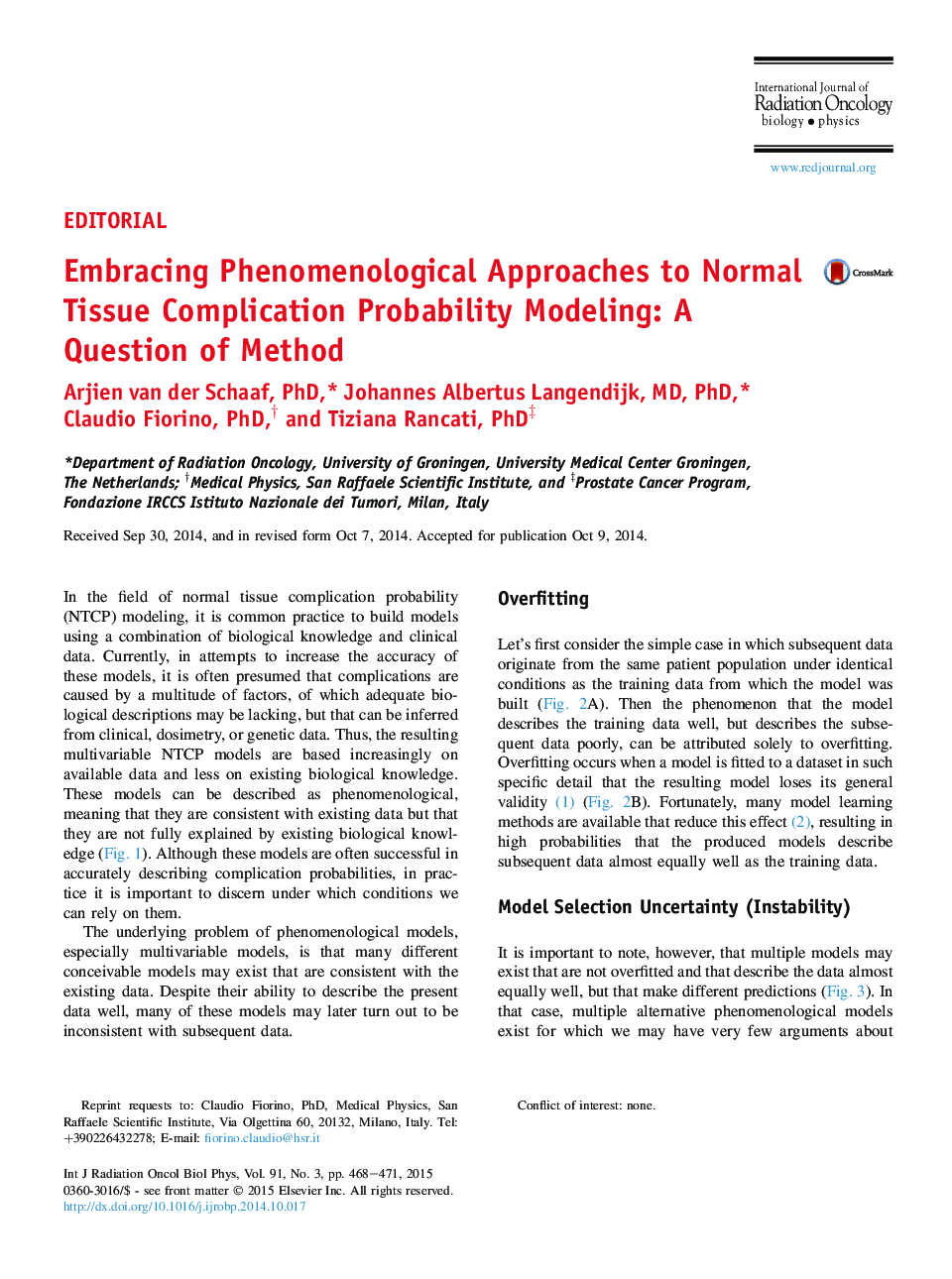 Embracing Phenomenological Approaches to Normal Tissue Complication Probability Modeling: A Question of Method