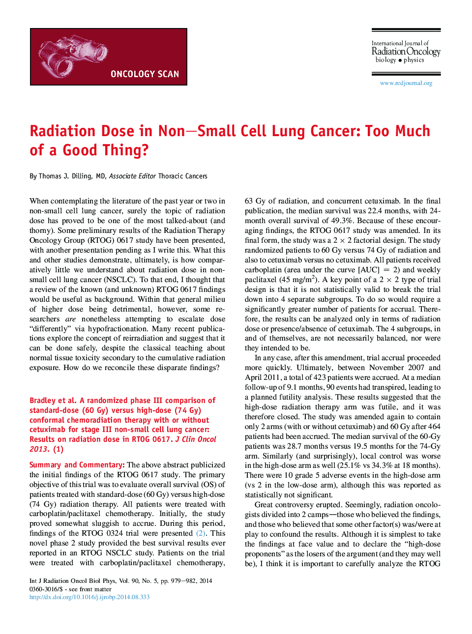 Radiation Dose in Non-Small Cell Lung Cancer: Too Much of a Good Thing?