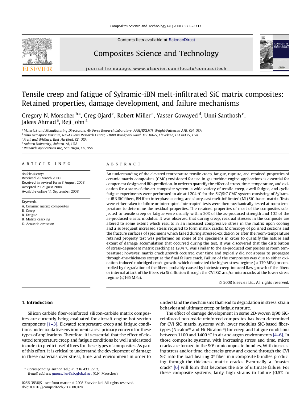 Tensile creep and fatigue of Sylramic-iBN melt-infiltrated SiC matrix composites: Retained properties, damage development, and failure mechanisms