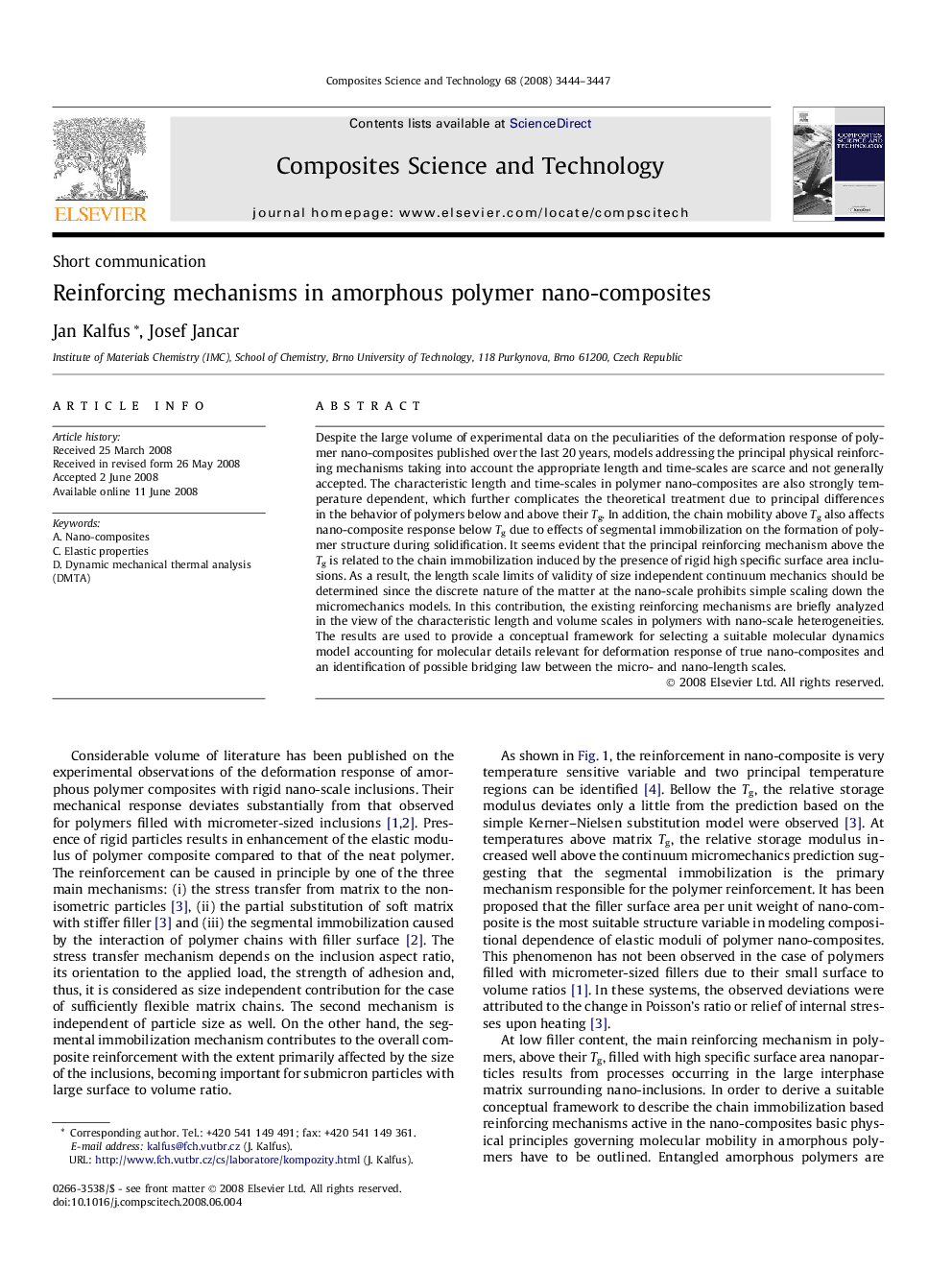 Reinforcing mechanisms in amorphous polymer nano-composites