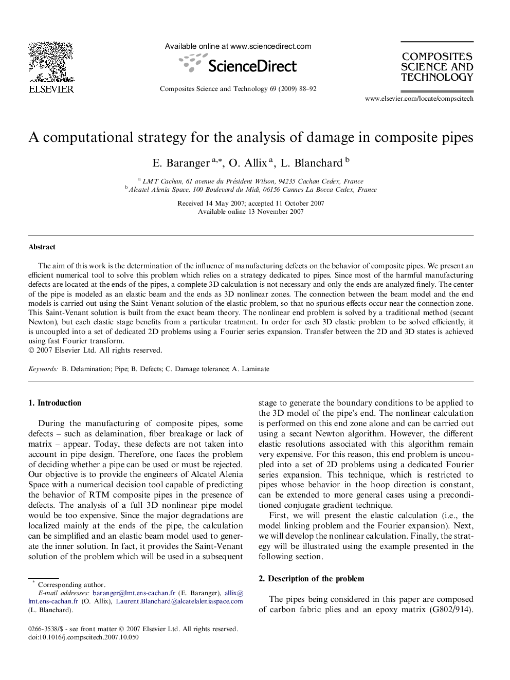 A computational strategy for the analysis of damage in composite pipes