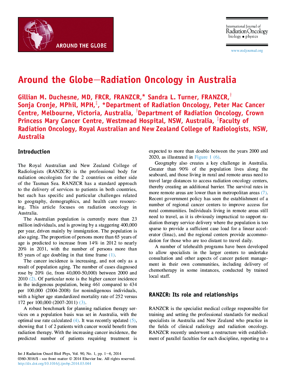 Around the Globe-Radiation Oncology in Australia