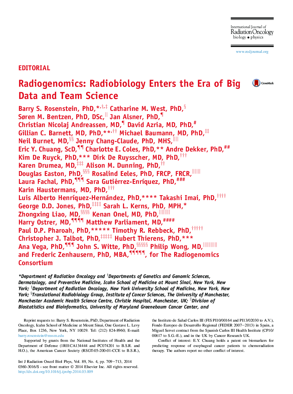 رادیوژنومیک: رادیوبیولوژی وارد دوره های داده های بزرگ و علوم تیمی می شود 