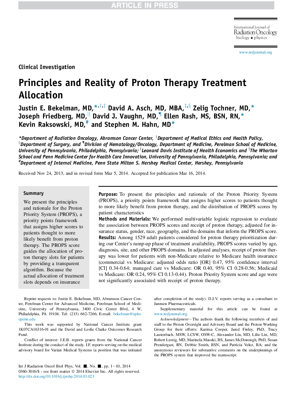 اصول و واقعیت تخصیص درمان پروتون درمان 