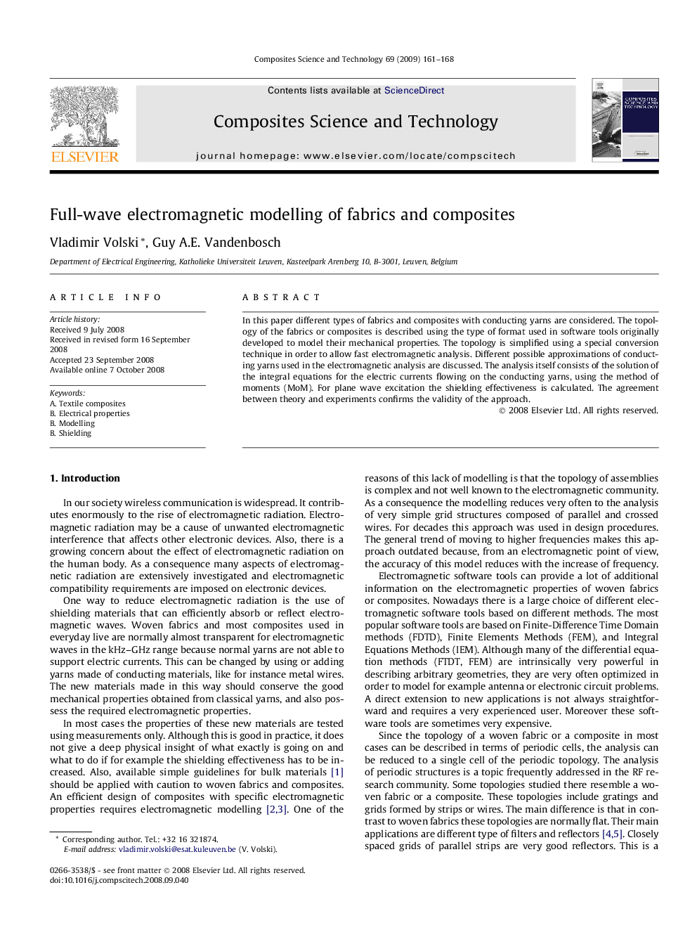 Full-wave electromagnetic modelling of fabrics and composites