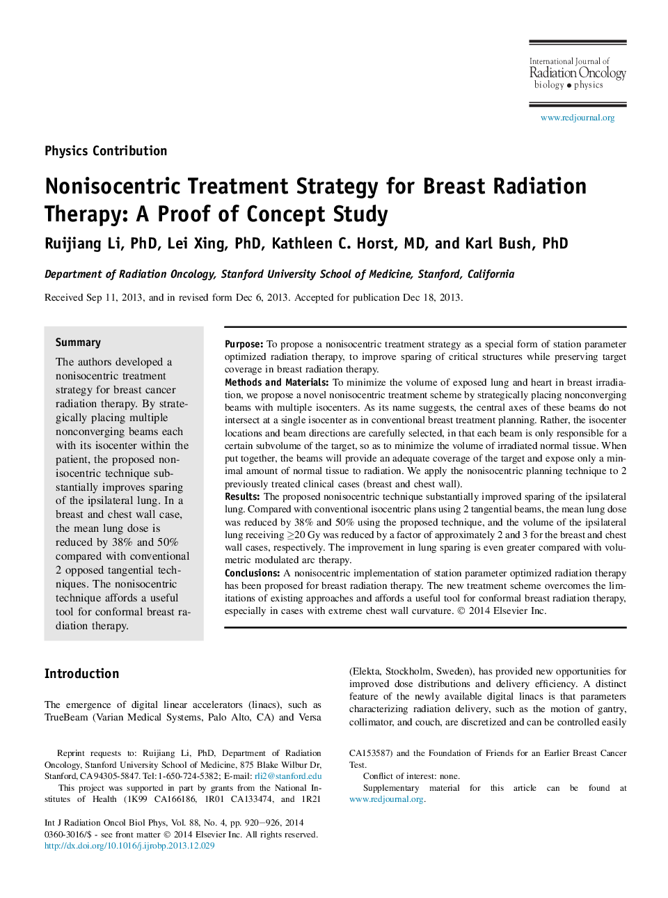 استراتژی درمان غیرحقوقی برای درمان رادیوتراپی پستان: اثبات مفهوم مطالعه 