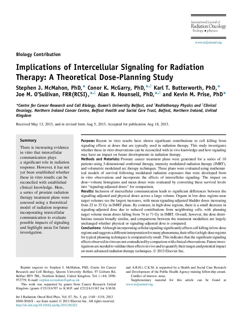 Implications of Intercellular Signaling for Radiation Therapy: A Theoretical Dose-Planning Study