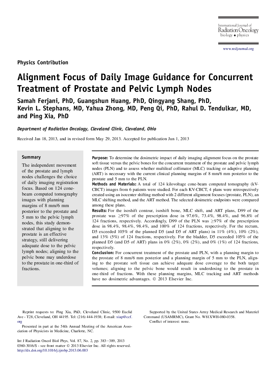 Alignment Focus of Daily Image Guidance for Concurrent Treatment of Prostate and Pelvic Lymph Nodes