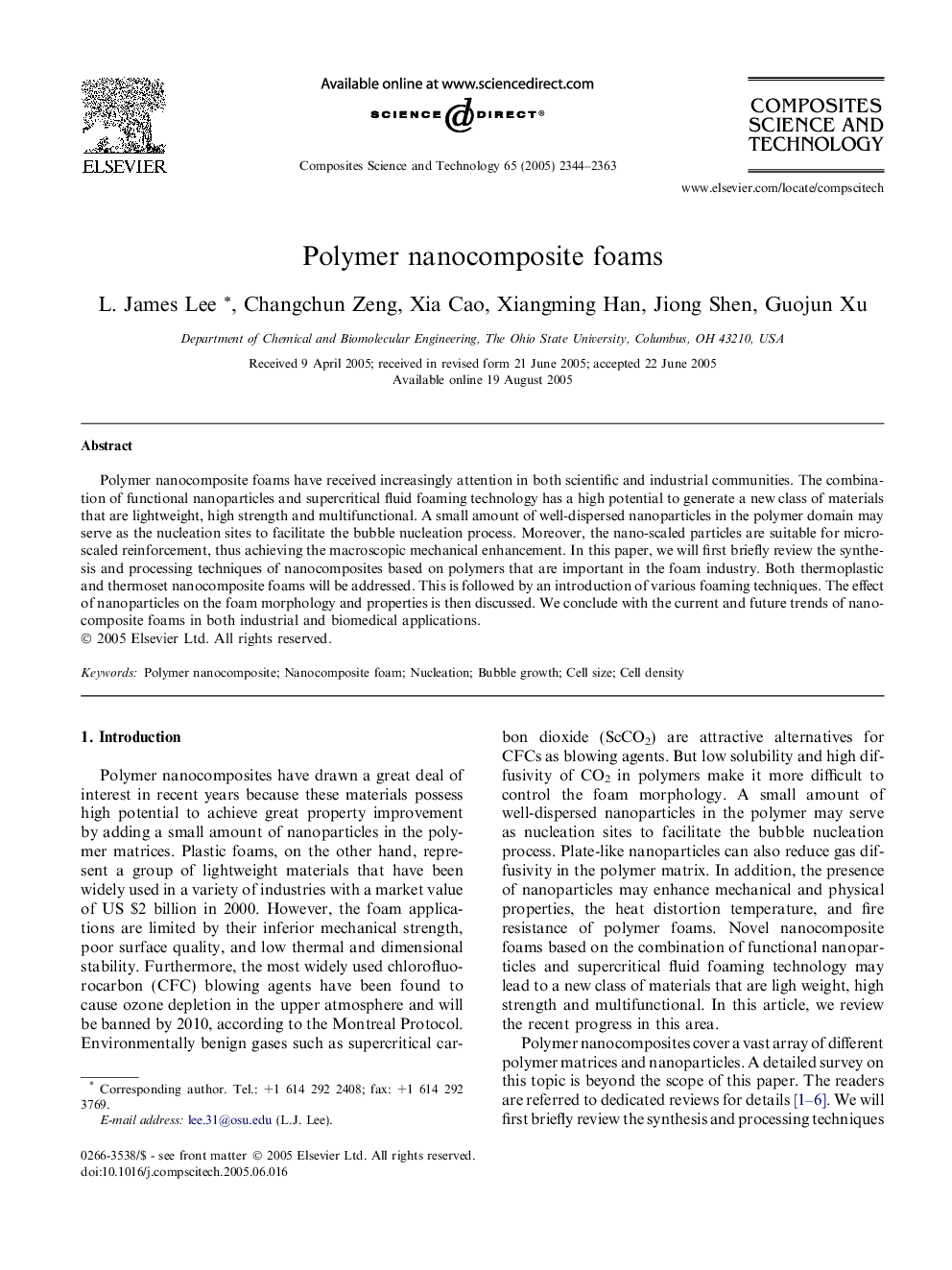 Polymer nanocomposite foams