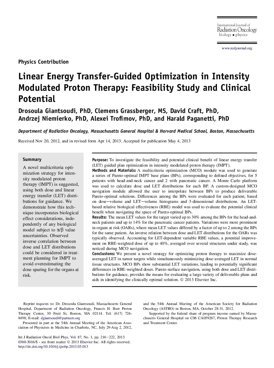 Linear Energy Transfer-Guided Optimization in Intensity Modulated Proton Therapy: Feasibility Study and Clinical Potential