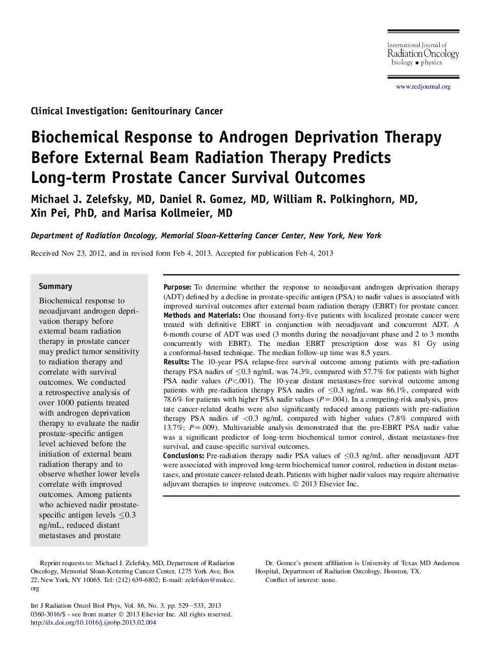 پاسخ بیوشیمیایی به درمان رحم آندروژن قبل از درمان تابش پرتوهای پرتو پیش بینی نتایج بلندمدت سرطان پروستات 