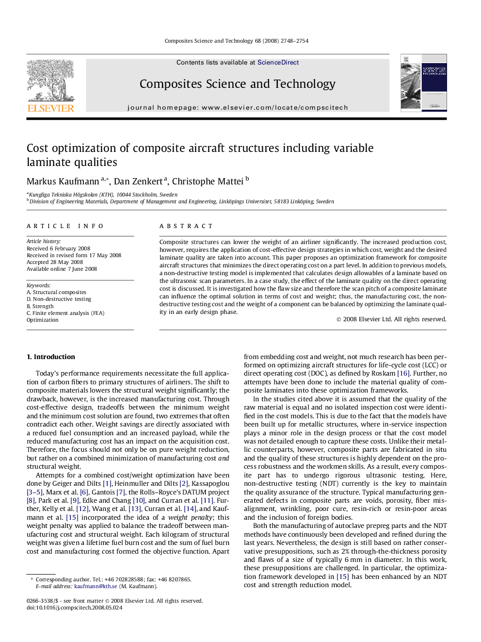 Cost optimization of composite aircraft structures including variable laminate qualities