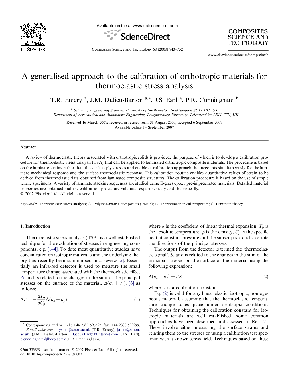 A generalised approach to the calibration of orthotropic materials for thermoelastic stress analysis