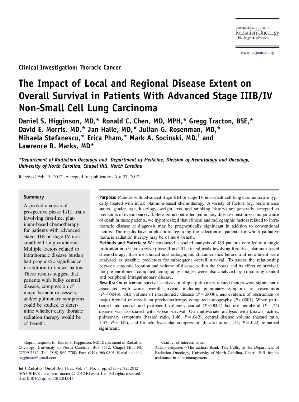 عکس صفحه اول مقاله: The Impact of Local and Regional Disease Extent on Overall Survival in Patients With Advanced Stage IIIB/IV Non-Small Cell Lung Carcinoma The Impact of Local and Regional Disease Extent on Overall Survival in Patients With Advanced Stage IIIB/IV Non-Small Cell Lung Carcinoma