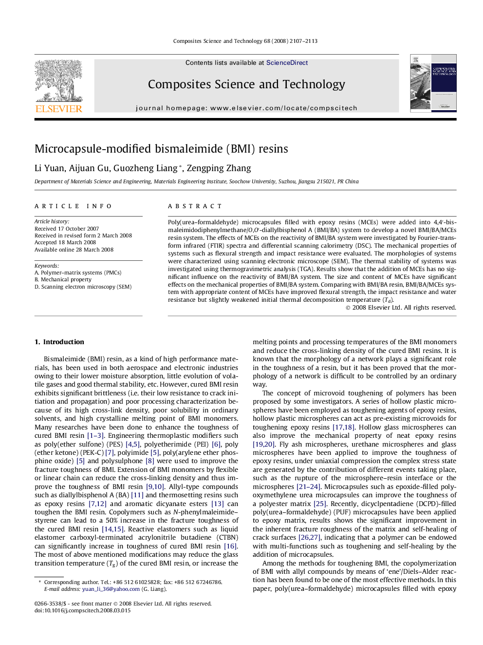 Microcapsule-modified bismaleimide (BMI) resins