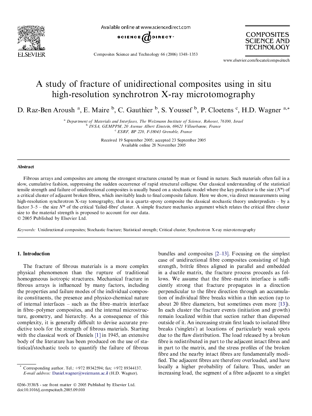 A study of fracture of unidirectional composites using in situ high-resolution synchrotron X-ray microtomography