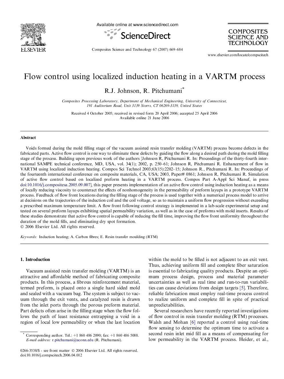 Flow control using localized induction heating in a VARTM process