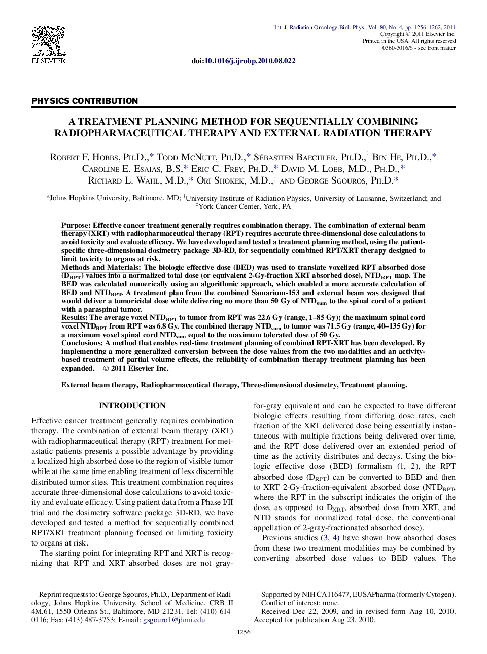 A Treatment Planning Method for Sequentially Combining Radiopharmaceutical Therapy and External Radiation Therapy