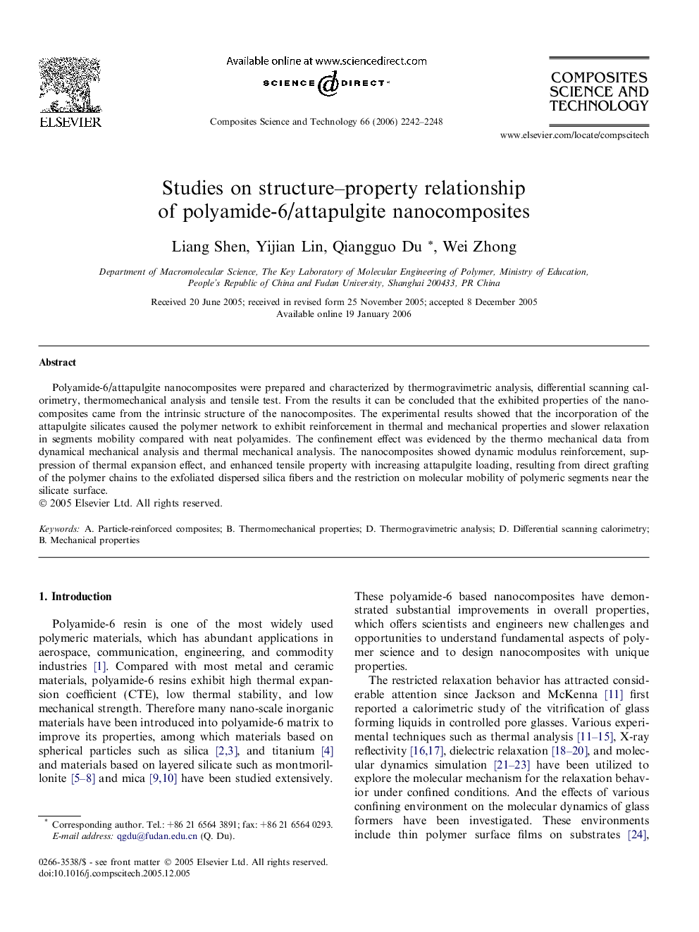 Studies on structure–property relationship of polyamide-6/attapulgite nanocomposites
