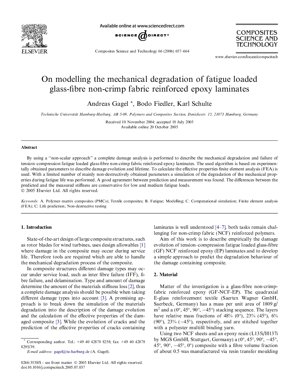 On modelling the mechanical degradation of fatigue loaded glass-fibre non-crimp fabric reinforced epoxy laminates