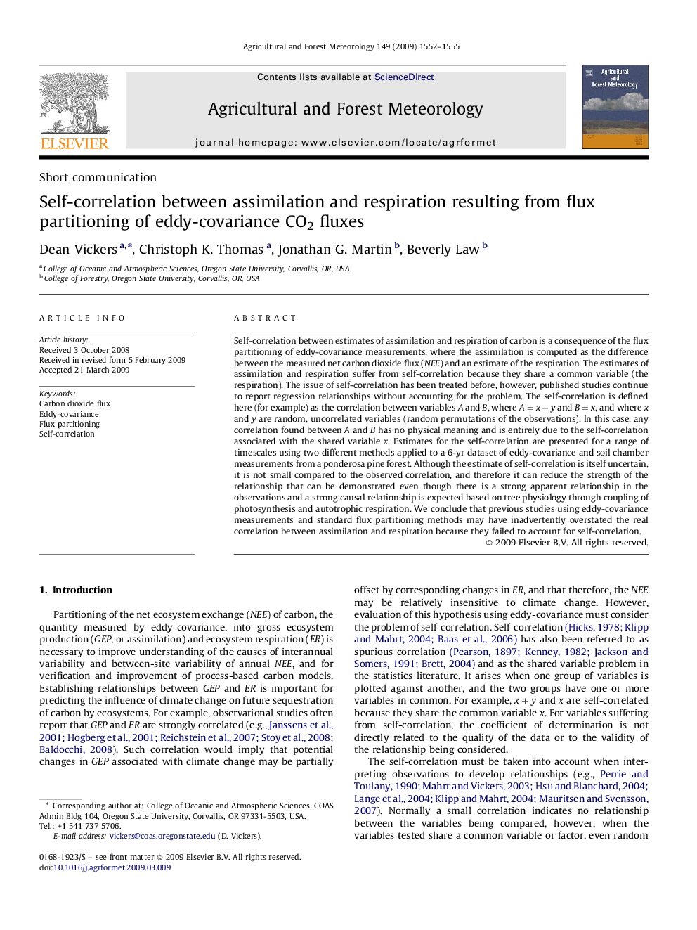 Self-correlation between assimilation and respiration resulting from flux partitioning of eddy-covariance CO2 fluxes