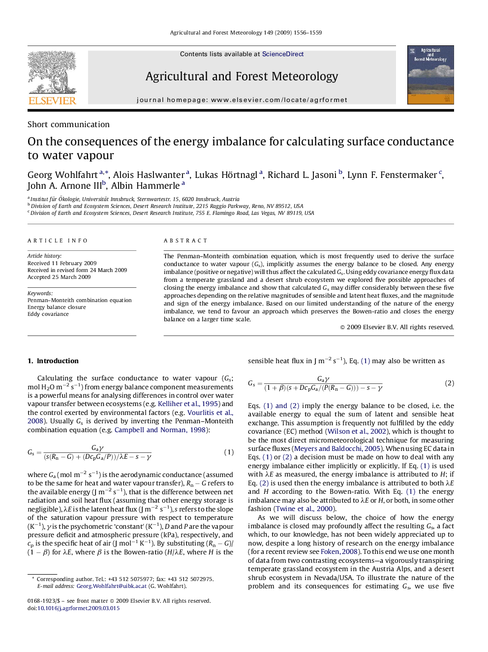 On the consequences of the energy imbalance for calculating surface conductance to water vapour