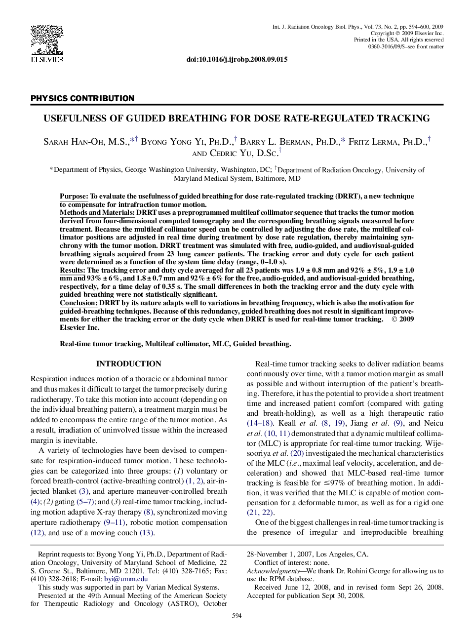 Usefulness of Guided Breathing for Dose Rate-Regulated Tracking