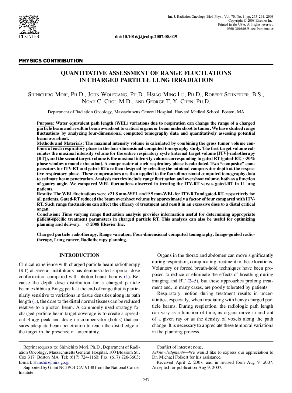 Quantitative Assessment of Range Fluctuations in Charged Particle Lung Irradiation